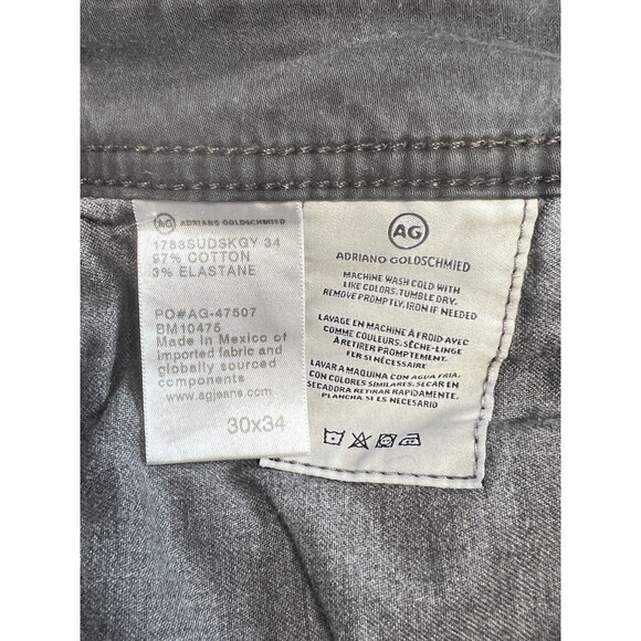 AG Adriano Goldschmied The Tellis Modern Slim Mid Rise Dk. Grey Pant Sz. 30x34 - Picture 4 of 9